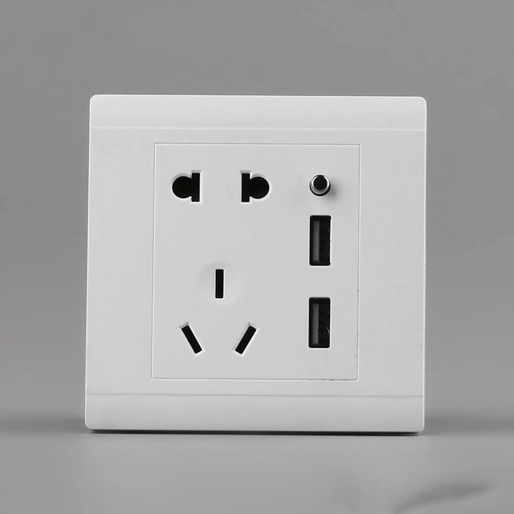 Белая настенная розетка с 2 USB портами для зарядки электрическая док станция
