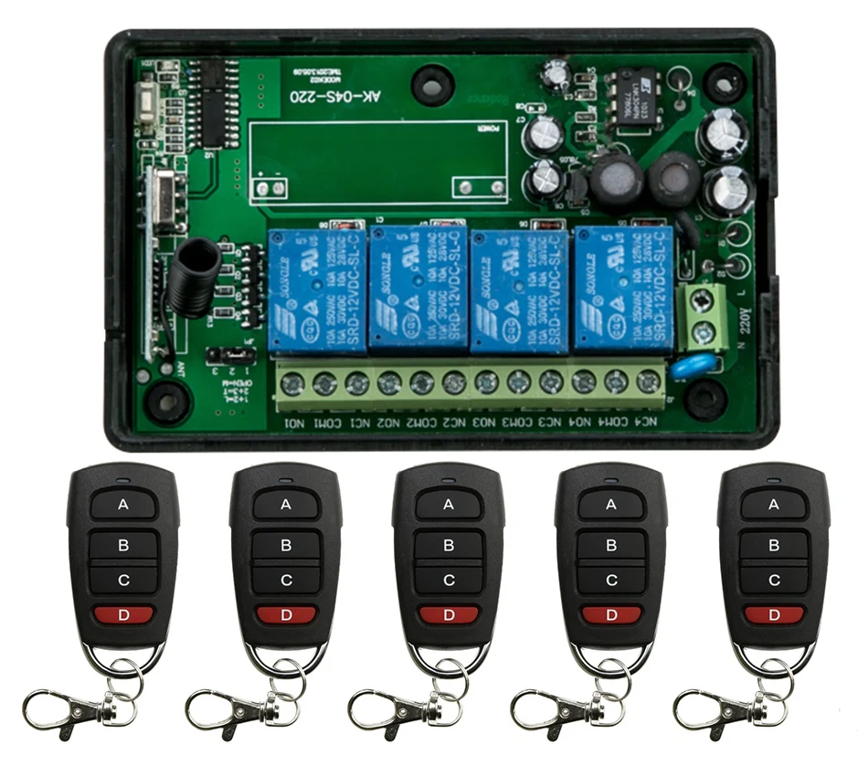 

AC85v~250V 110V 220V 230V 4CH RF Wireless Remote Control Relay Switch Security System Garage Doors, Rolling Gate Electric Doors