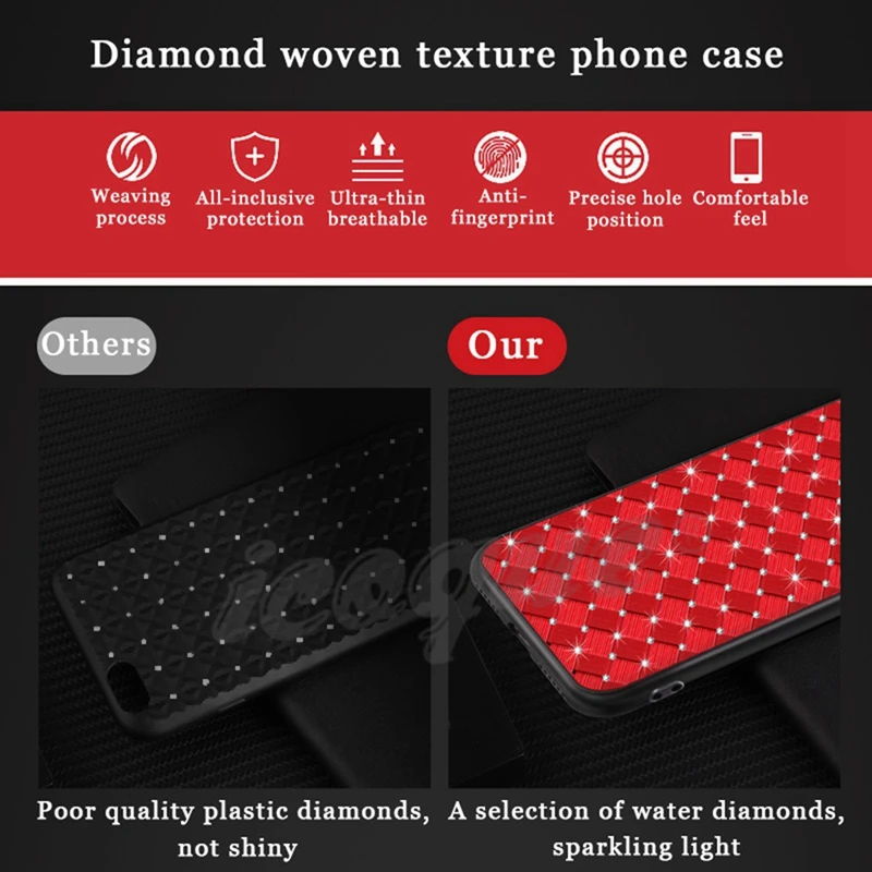 Luxury Bling Case for iPhone XS Mas X XR 8 Glitter Weave Diamond Coque 6 7 plus 5s Soft TPU Phone Cover |