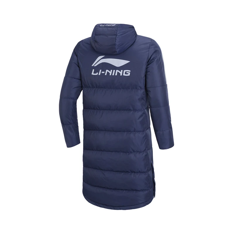 Li Ning мужской тренировочный длинный пуховик с капюшоном со съемным 70% утиного пуха