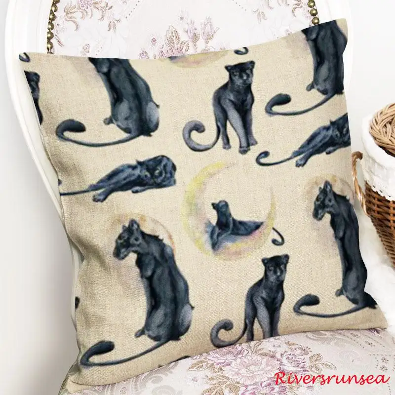 Черная пантера Подушка Садовый цветок зеленые листья растения Almohadas Decorativas