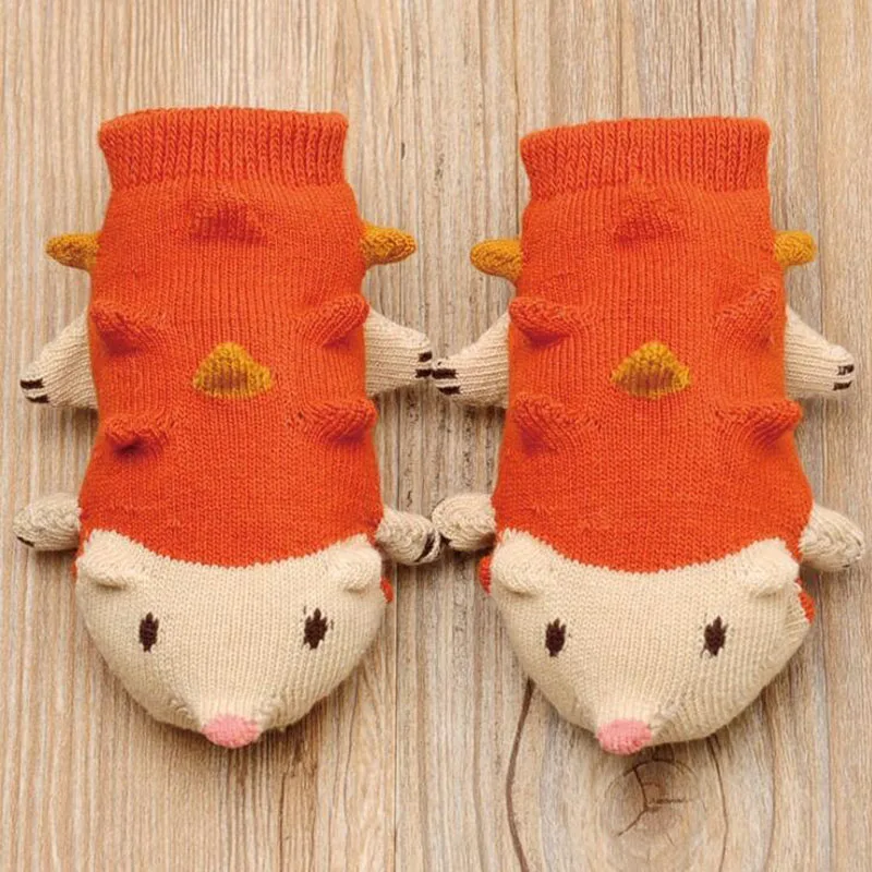 Orange hedgehog Новые носки для малышей с 3D рисунком животных милые Нескользящие носки-тапочки для малышей - Цвет: Orange hedgehog