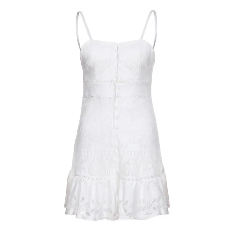 White Boho выдалбливают Кружева Платье с цветочным рисунком женские элегантные оборки Backle без рукавов белое платье Лето шикарные вечерние пикантное платье vestidos - Цвет: White