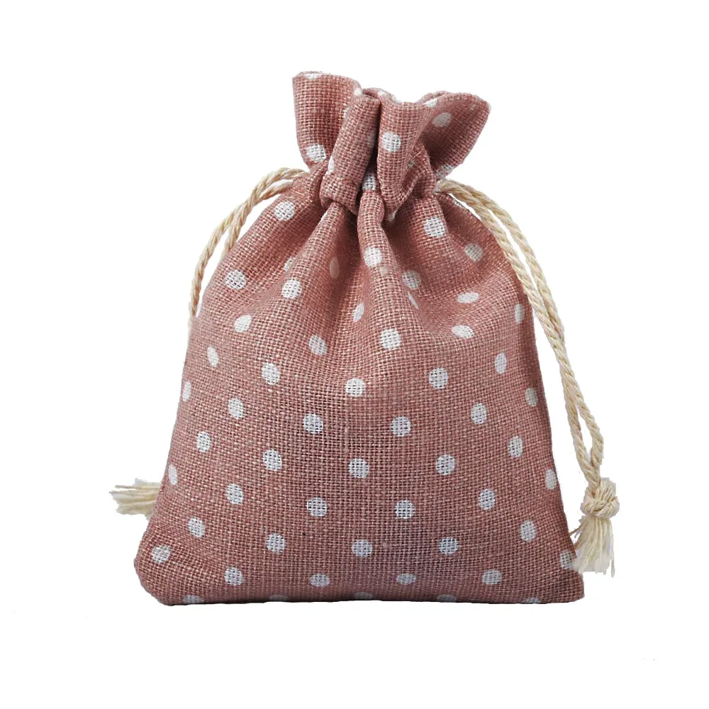 Джутовые подарочные пакеты в горошек 10x14 см|supply bag|supplies weddingsupplies jewelry |