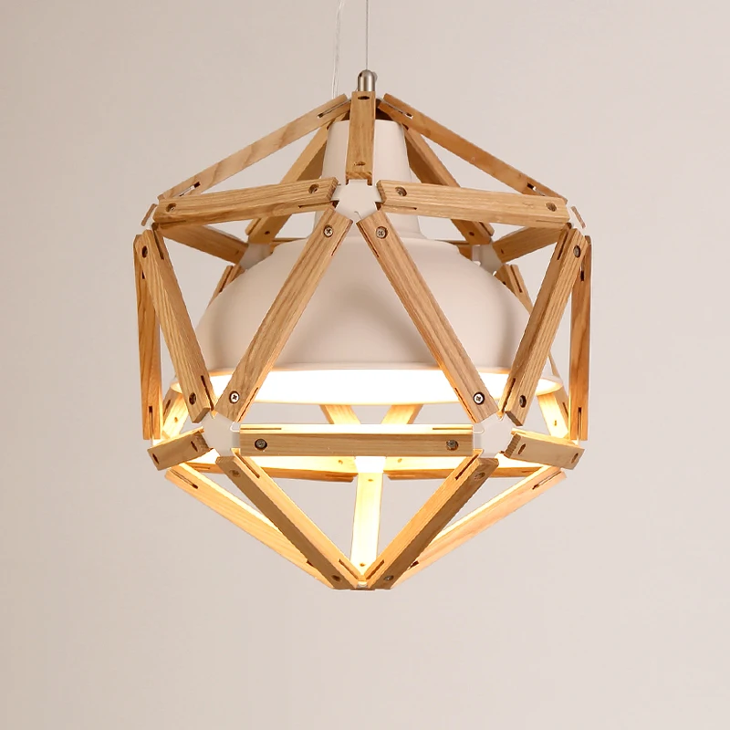 Винтажный Лофт ретро японский стиль Алмазный абажур 35/45 см дуб дерево с кованым