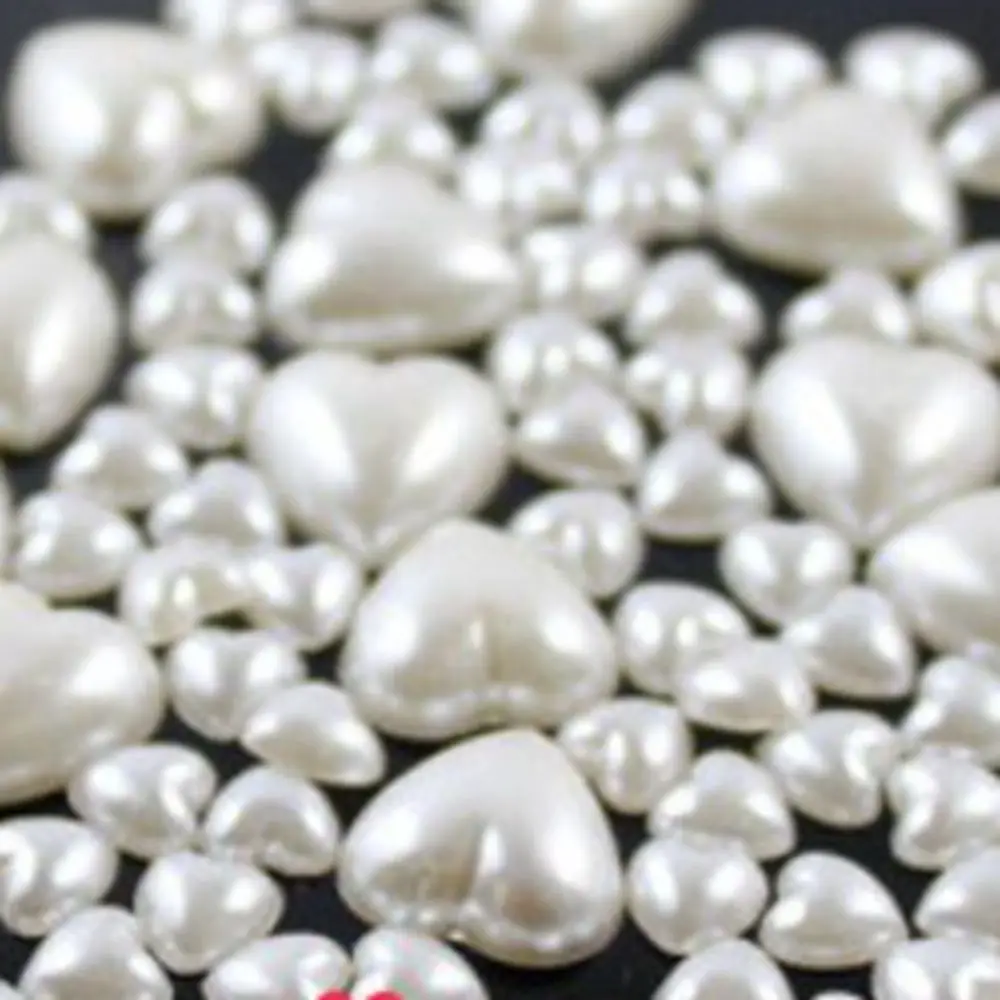 Free Shipping 500pcs Mixed Size 6 8 10 12 15mm lvory Half Heart Imitation Pearl Flatback Beads Craft DIY Phone Case DIY Deco