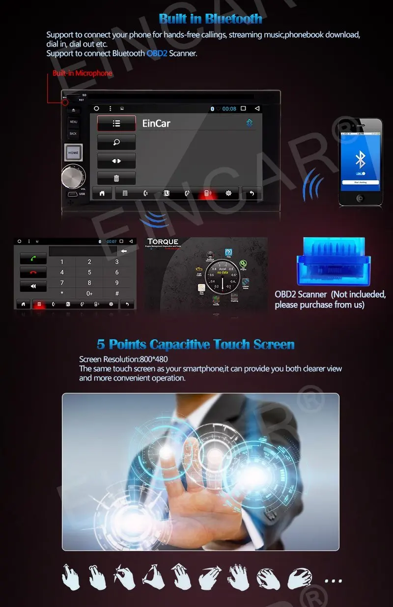 Rear Camera+Android 6.0 2 DIN Head Unit In console Car DVD GPS navigation WIFI FM Radio Receiver Android supports 3G/4G OBD2 | Автомобили