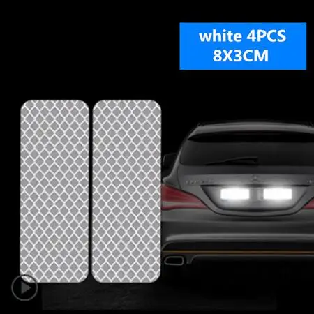 White 4pcs 4 шт. Предупреждение отражающая лента внешние аксессуары двери автомобиля наклейки для Renault sceni c1 2 c3 modus Duster Logan Sandero - Название цвета: White 4pcs