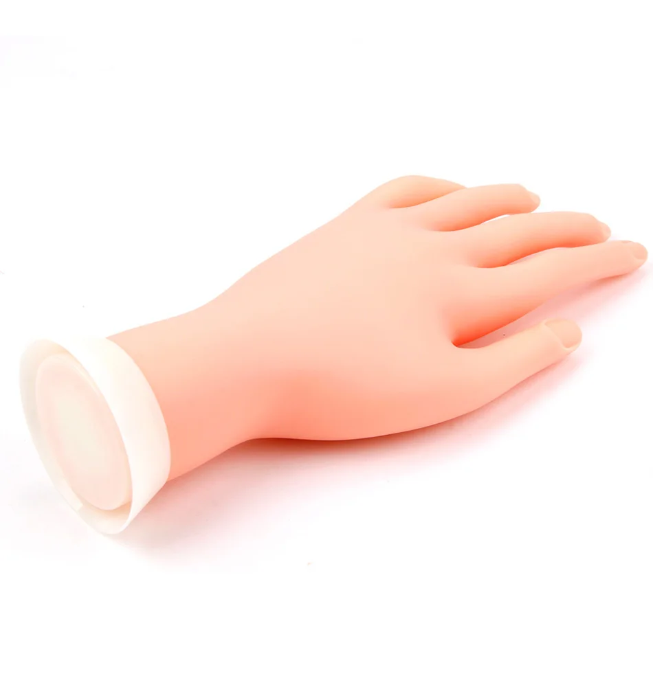 Nail Practice Hand Model Flexible Movable Silicone Prosthetic Soft Fake Hands for Nail Art Training Display Model Manicure Tool
