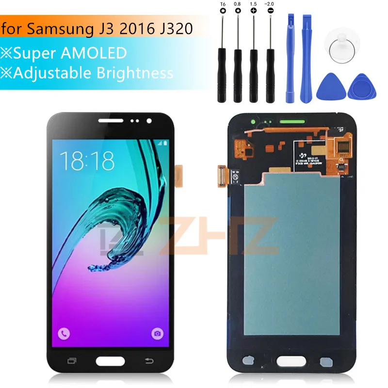 Сенсорный ЖК-экран Amoled для Samsung Galaxy J3 2016 J320, дигитайзер в сборе, J320F панель J320M j320 spair, Запчасти для samsung j3