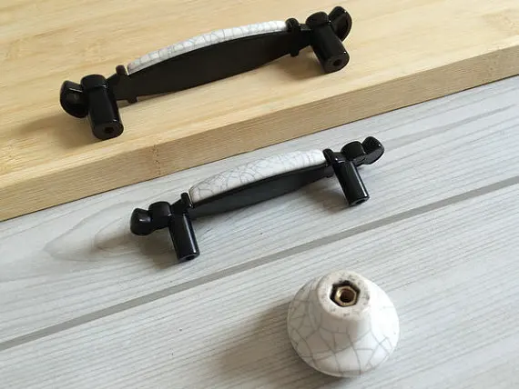 2.5 "3.75" дверь ящик тянет ручки черный белый цвет треск фарфора Кухня кабинет