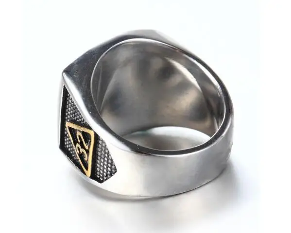 Classic Gold масонской масоном Титан Ring No 32 выгравированы бесплатно Mason Кольца Для мужчин подарок Модные украшения аксессуары 10 шт