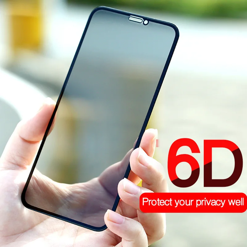 Антибликовое конфиденциальное 6D закаленное стекло для экрана iPhone X 7 8 plus XR XS 11Pro MAX