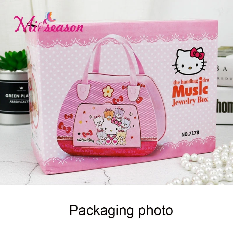 Подарок на день рождения, День святого Валентина для девочки, Kawaii Сумочка Hello Kitty, дизайнерская мультяшная карусель, музыкальная шкатулка для танцующей девушки