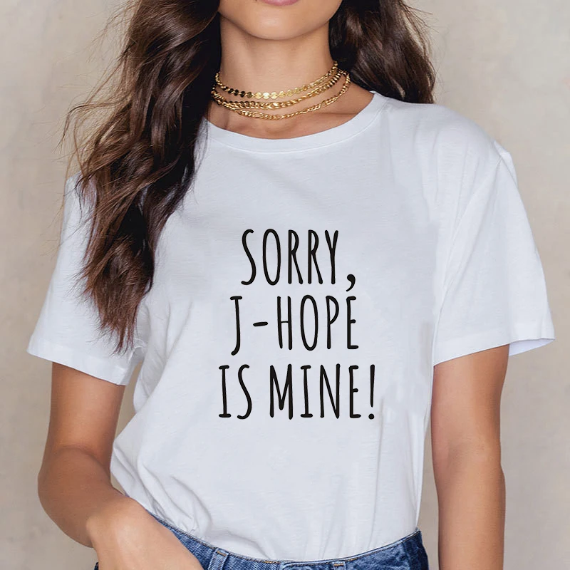 Showtly SORRY J-HOPE IS MINE с буквенным принтом Новая модная женская забавная футболка