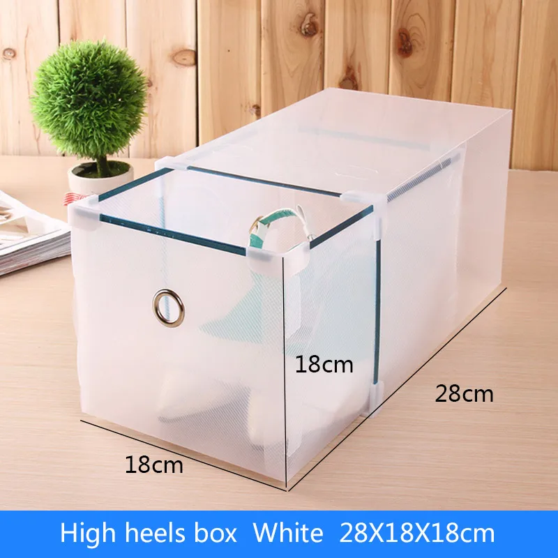 white(high heel box) 5 шт. прозрачная коробка для обуви Пылезащитная коробка для хранения может быть наложена комбинация обувной шкаф раскладушка для мужчин и женщин Обувная коробка - Цвет: white(high heel box)