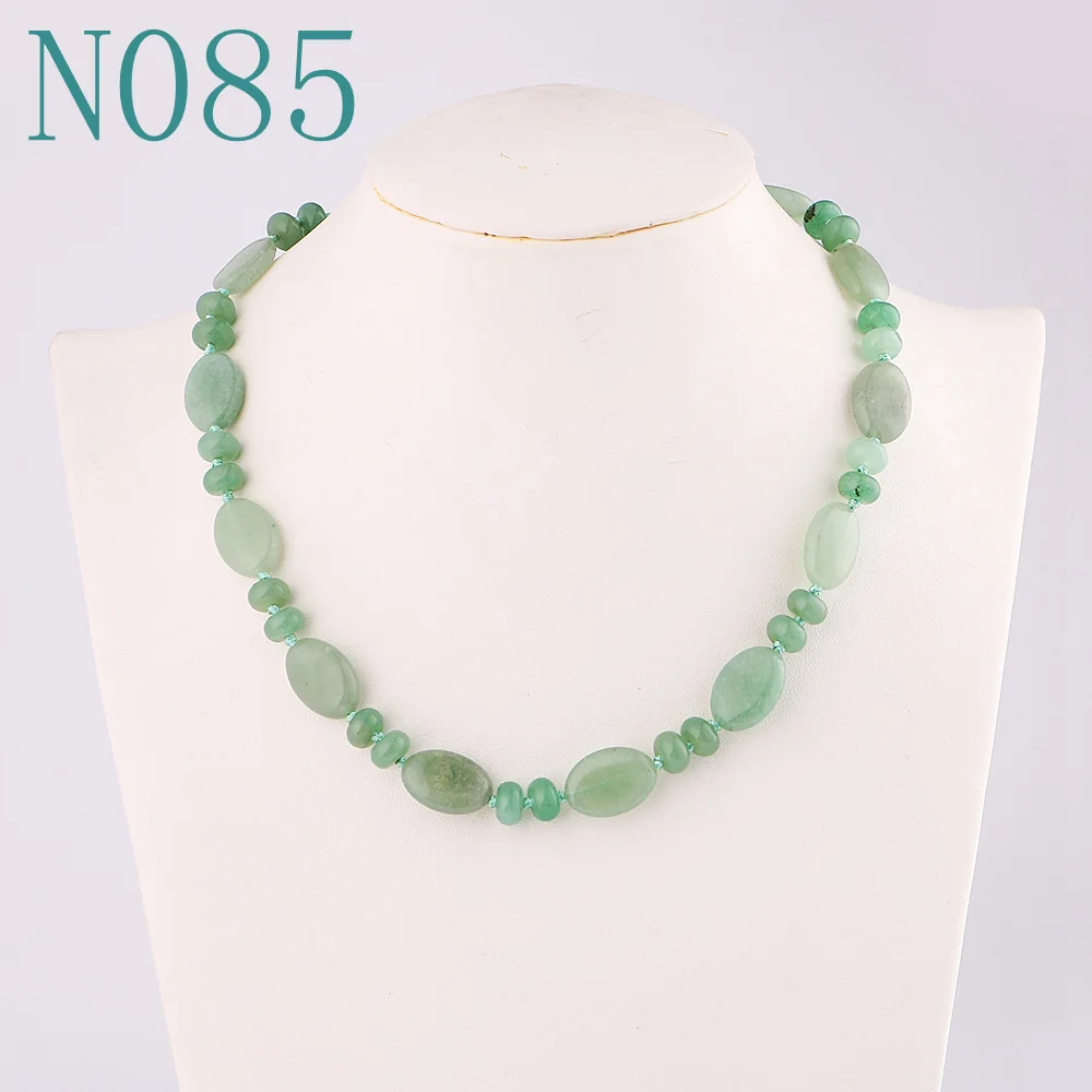 Aventurine Yumten, бисерное ожерелье из камня, женское колье с драгоценным камнем, цепочка из натурального хрусталя, бусины в форме яйца, женские очаровательные аксессуары, мощное ювелирное изделие - Цвет камня: Aventurine