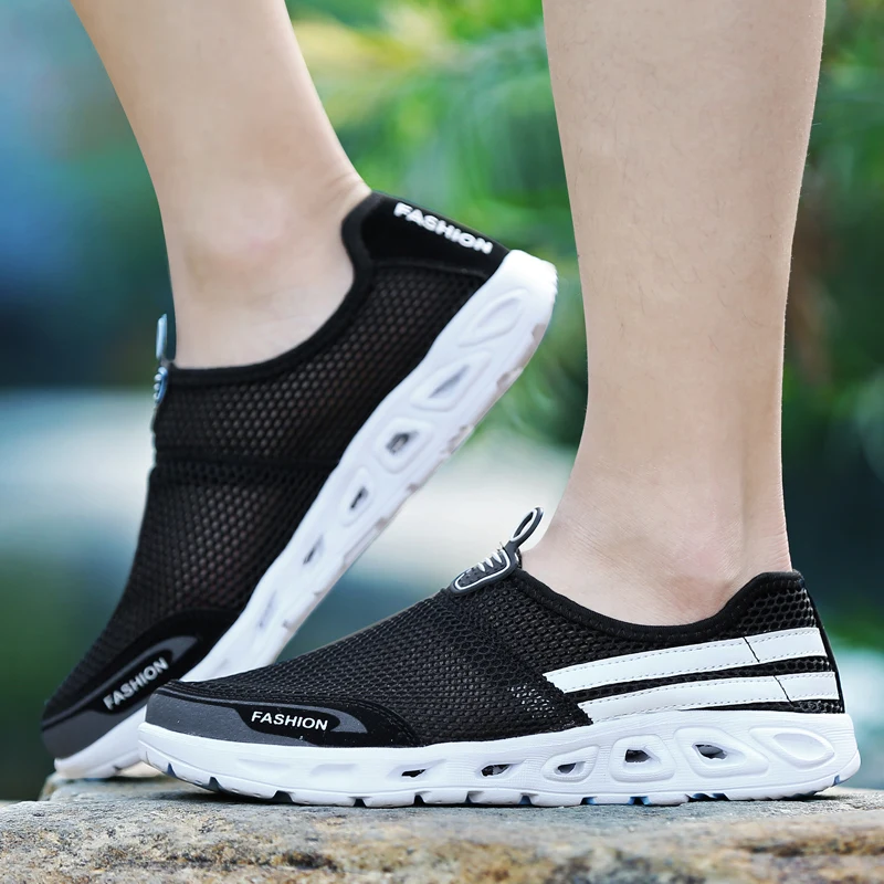 Men Shoes Summer Slip on New Korean Style Fashion Outdoor Footwear Black Human Race Couple Loafers | Обувь