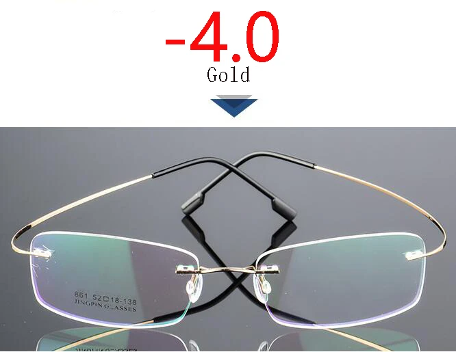Myopia 400 Покрытие сверхэластичные бескаркасные очки для близорукости для мужчин и женщин без оправы Сверхлегкая оправа Очки для близорукости 100~ 400 градусов - Цвет оправы: Myopia 400