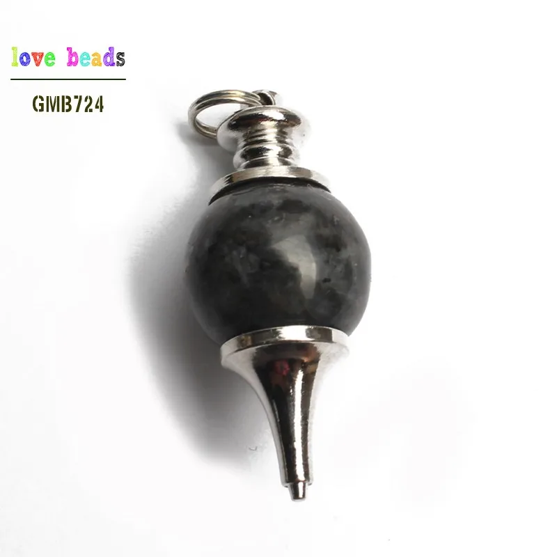 black labradorite Натуральная подвеска в виде каменного маятника опалита тигровый глаз подвеска чакра придающая рейки целебная точка кулон камень 18*40 мм - Окраска металла: black labradorite