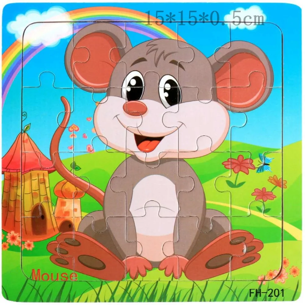 Деревянные игрушки-пазлы с мультяшными рисунками модель деревянных Животных
