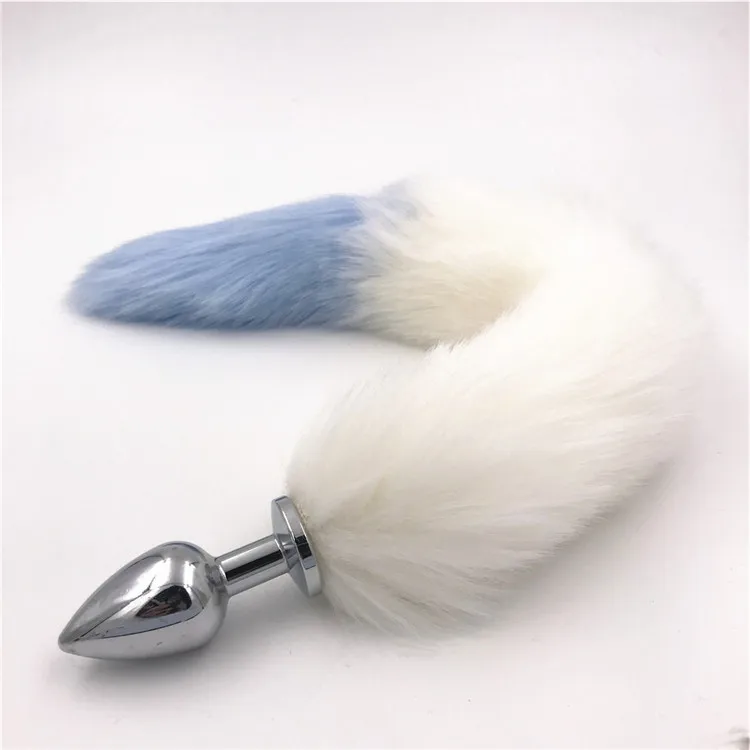 Белая светильник голубая 40 см Анальная лампа с лисьим хвостом металлическая