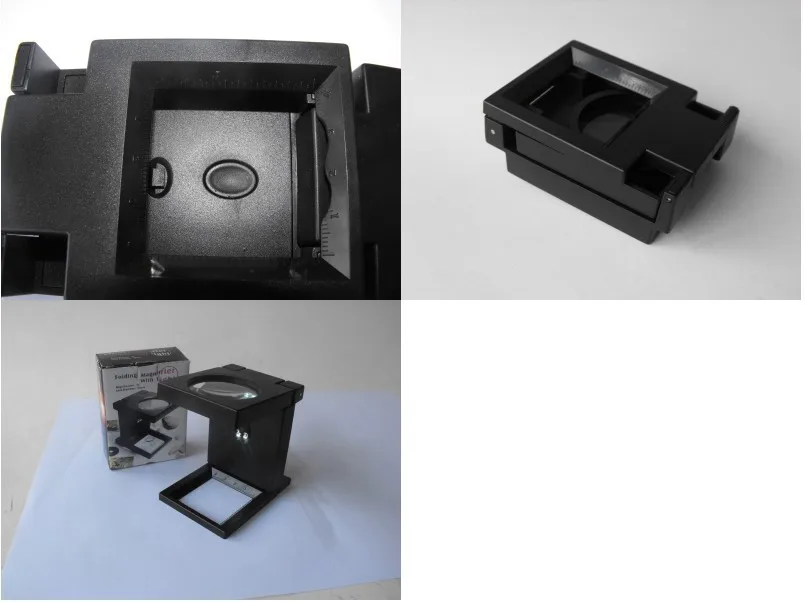 Металлическая Складная лупа с чехлом и двумя светодиодными лампами MG14117