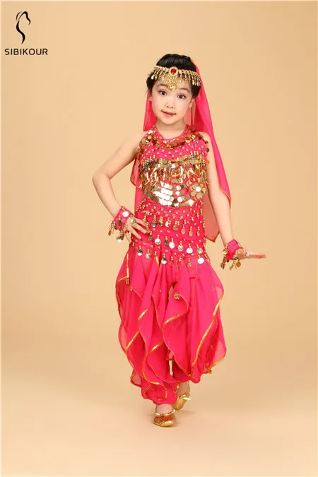 Kids Belly Dance Costume Bollywood Oriental Bellydance Dress Set Indian Egyptian Egypt Suit Pants Top Dancing Clothes Girls New