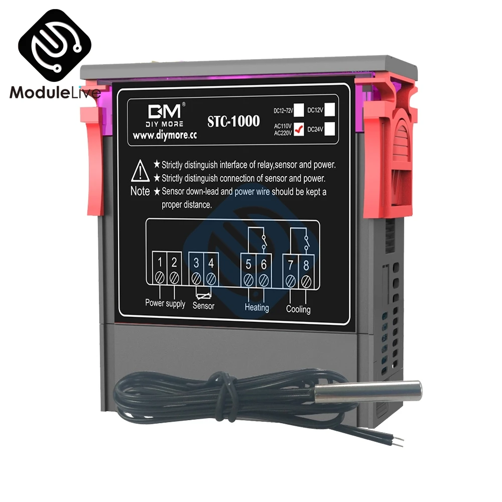 STC-1000 DC 12V 24V AC 110V 220V 10A светодиодный цифровой регулятор температуры термостат