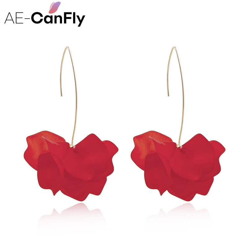 

AE-CANFLY 2020 Women Hook Earrings 6 Colors Creative Deisgn Earrings Flower Drop Earrings Jewelry for Party Gift