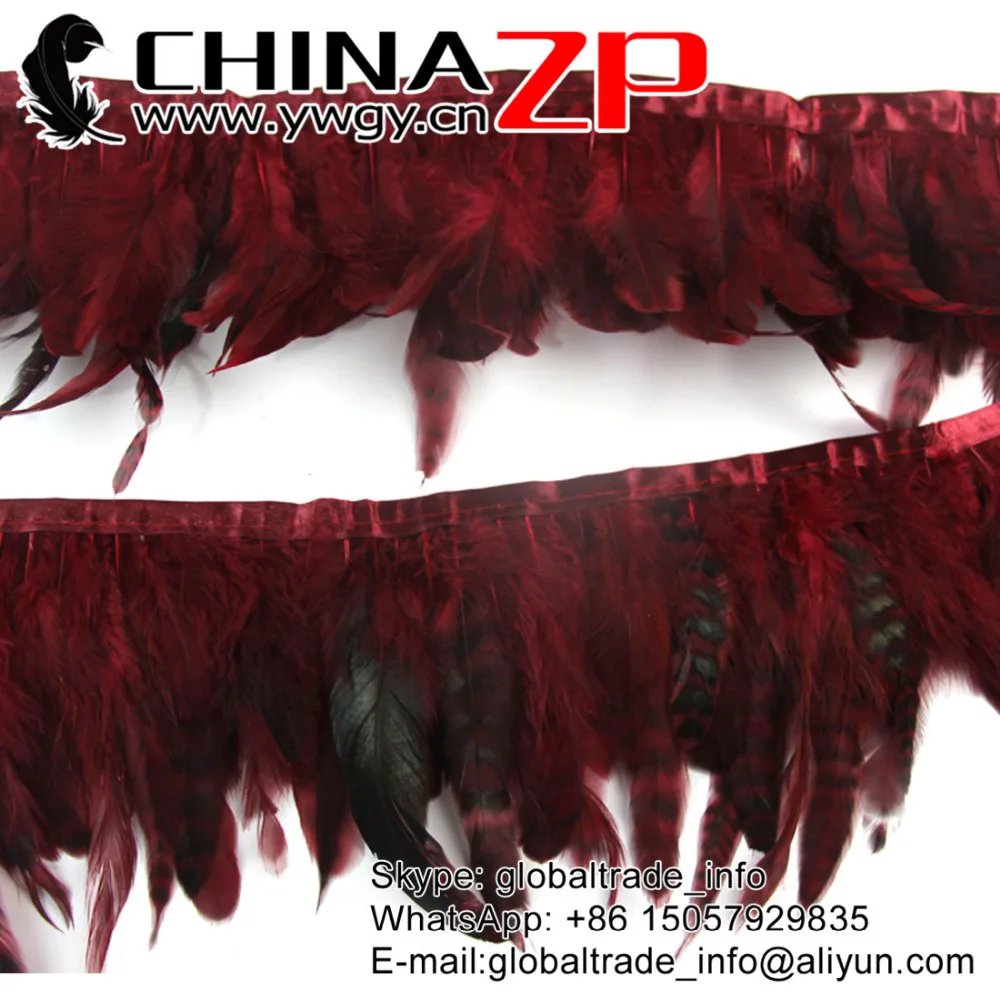 

Made in CHINAZP Factory Wholesale High Quality Dyed Burgundy Chinchilla Rooster Feathers Trim