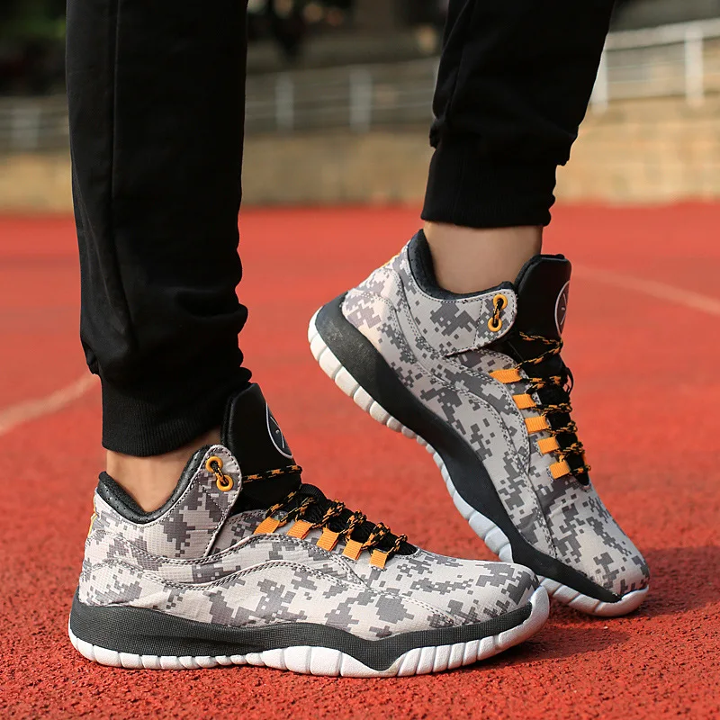 Для мужчин камуфляж баскетбольной обуви бренда Нескользящие Спортивная обувь