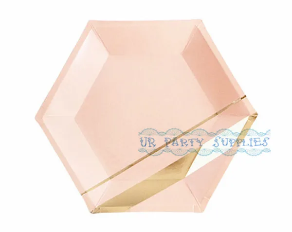 16 наборов коралловых розовых и золотых фольг бумажные чашки для вечеринки