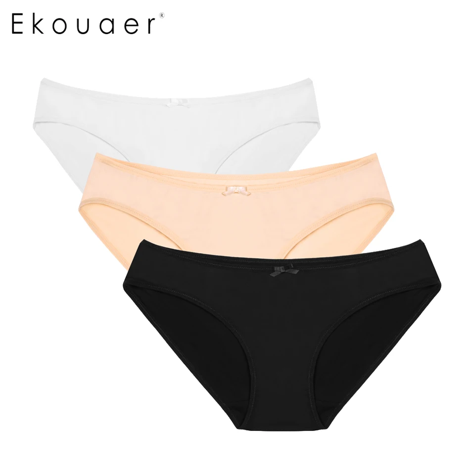 Ekouaer 3 шт./компл. женские трусики дышащее женское сексуальное нижнее белье