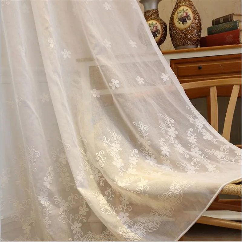White Tulle Новинка, белые, синие, с цветочной вышивкой, вуаль, занавески для гостиной, спальни, отвесные занавески, тюль, на окно, занавески, ткань* 20 - Цвет: White Tulle