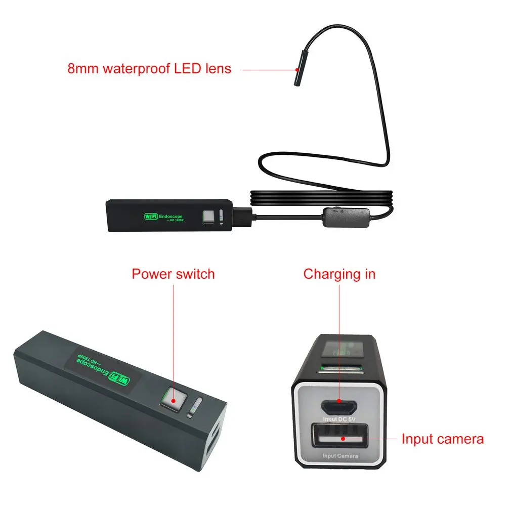 Wi Fi эндоскоп камера HD 1200 P 2 м Жесткий мини водостойкий мягкий проверка кабеля USB