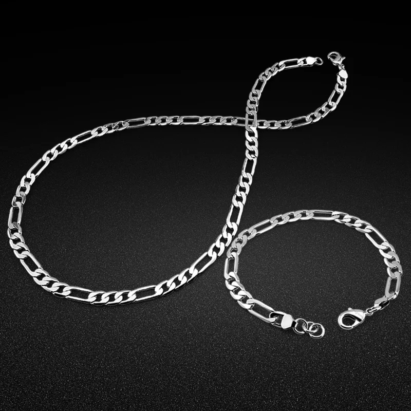 

Simple style men's silver jewelry 925 sterling silver set necklace/bracelet fashion men's sterling silver jewelry birthday gif