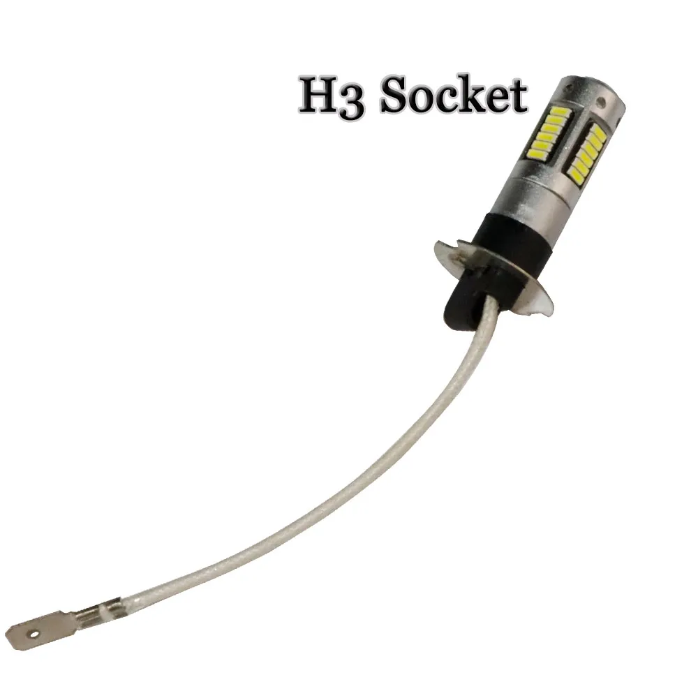 2pcs Car styling H1 Fog light H3 30 SMD 4014 lens LED 0.21A Headlight Lamp Bulb Driving Auto DRL Headlamp Light White 12V to 18V |