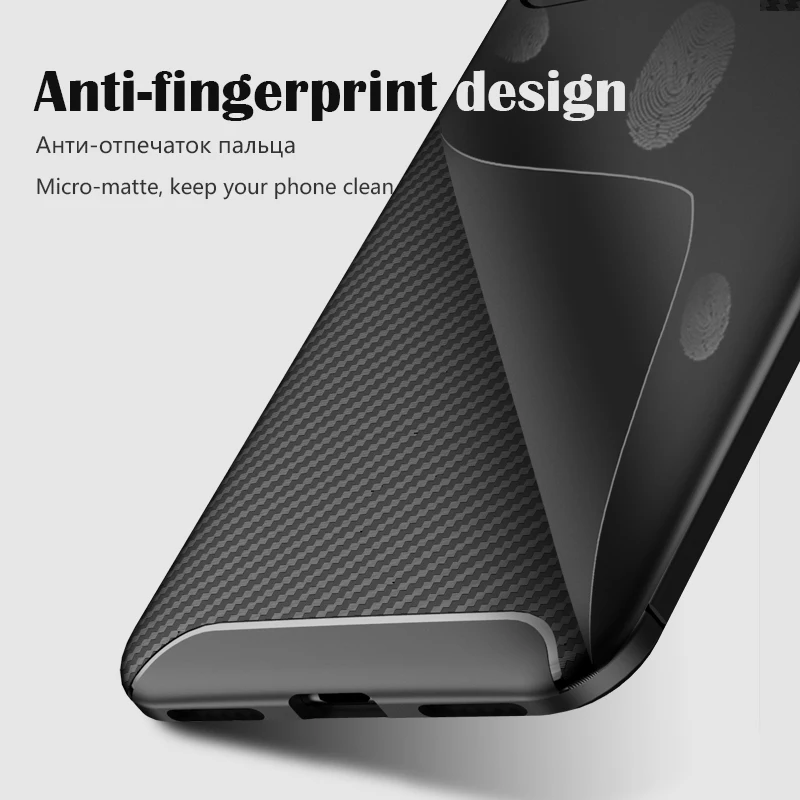 MAKAVO For Huawei Honor 7A Case Matte Soft Silicone Back Phone Carbon Fiber Texture TPU Cover |