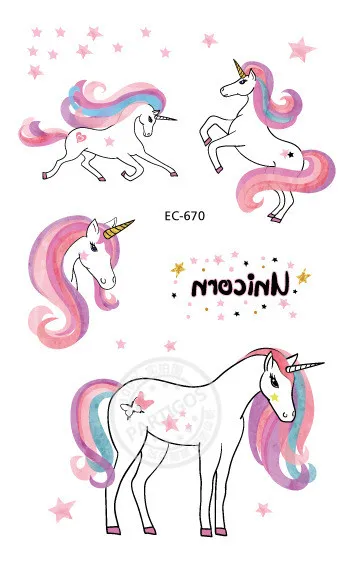 1pcs tattoo sticker Партия Единорог тема воздушные шары 18 дюймов звезда круглый шар Декор для вечеринки в честь Дня рождения Дети Радуга воздушные шары Единорог вечерние поставки - Цвет: 1pcs tattoo sticker