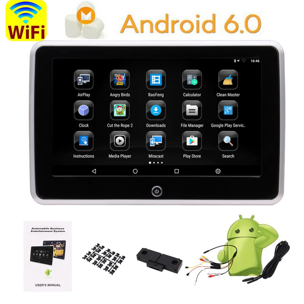 Автомобильный монитор Android 6 0 HD емкостный сенсорный экран 1080P видеоплеер HDMI