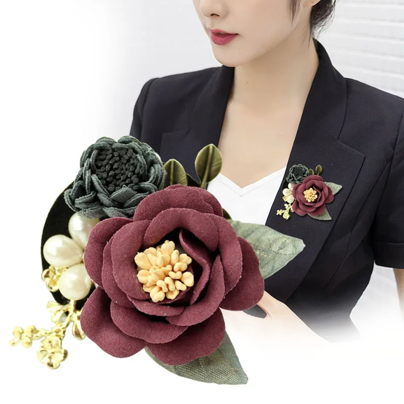 Тканевая брошь в виде цветка камелии корейские тканевые художественные броши