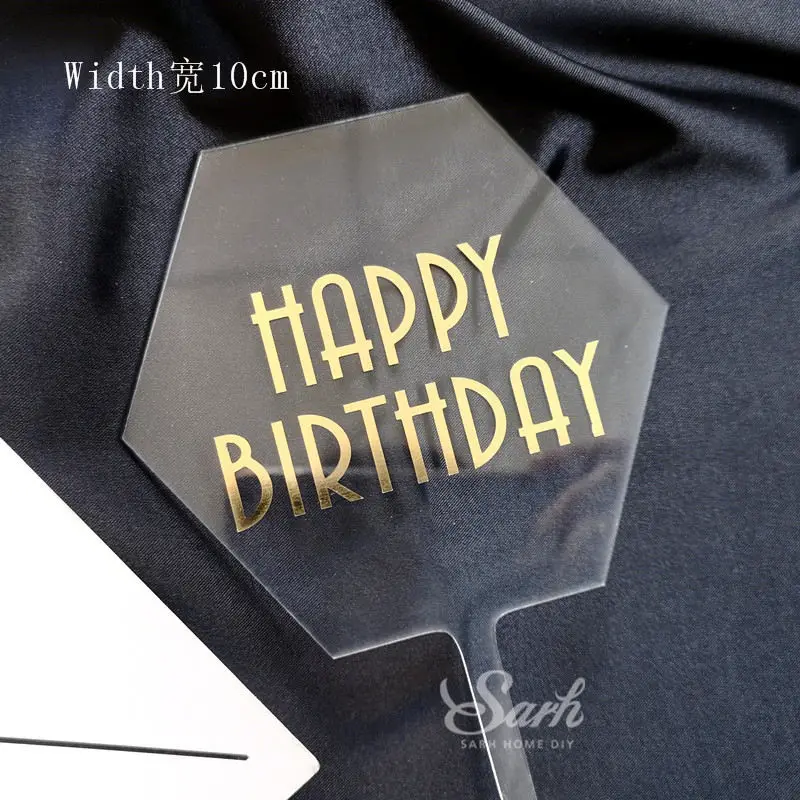 2pc hexagon birthday Разноцветные счастливые топперы для торта на день рождения, розовые, фиолетовые, блестящие, для письма, украшения для рук, вечерние, милые подарки - Цвет: 2pc hexagon birthday