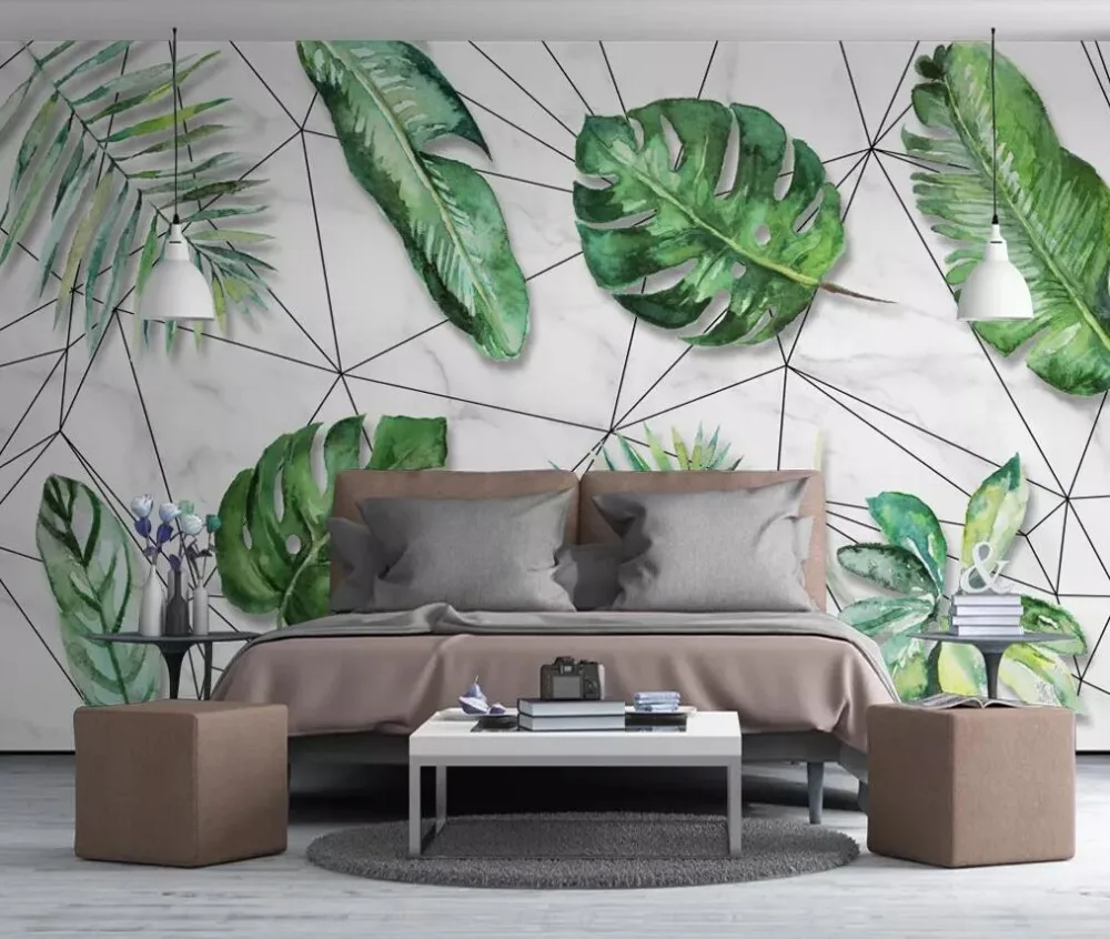 Скандинавский маленький свежий Тропический дождевой лес банан листья