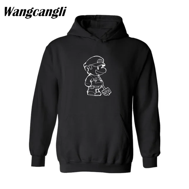 Новое поступление классический супер Марио черный/серый Для мужчин S Толстовки и