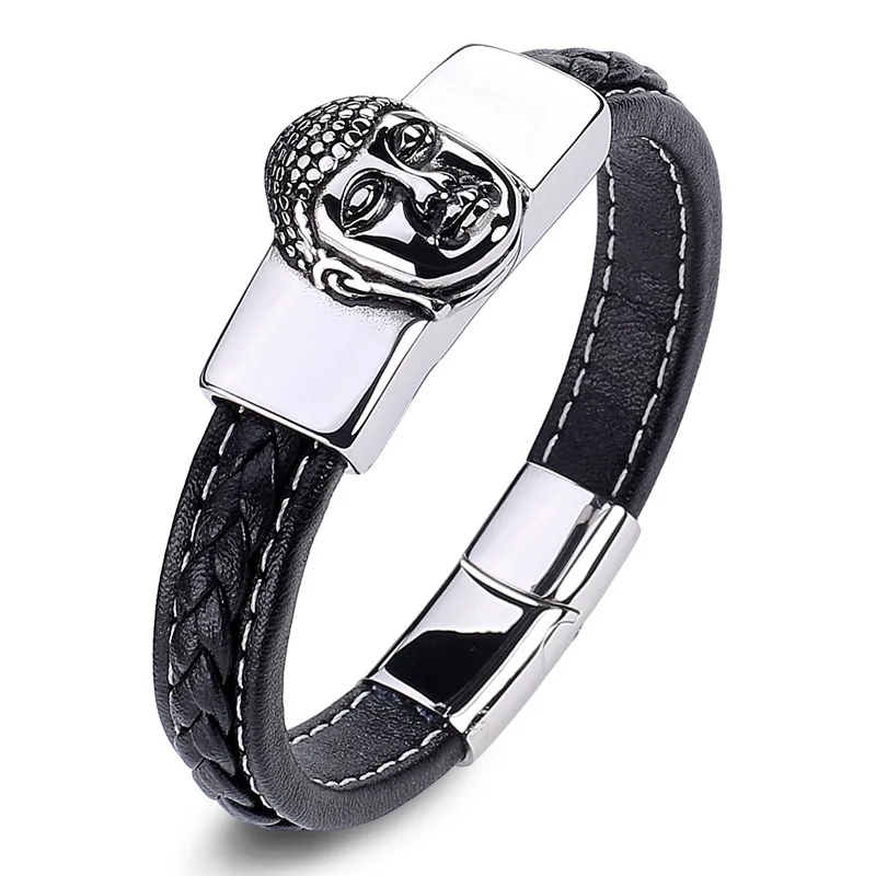 Классический плетеный браслет из натуральной кожи аксессуары для головы Будды