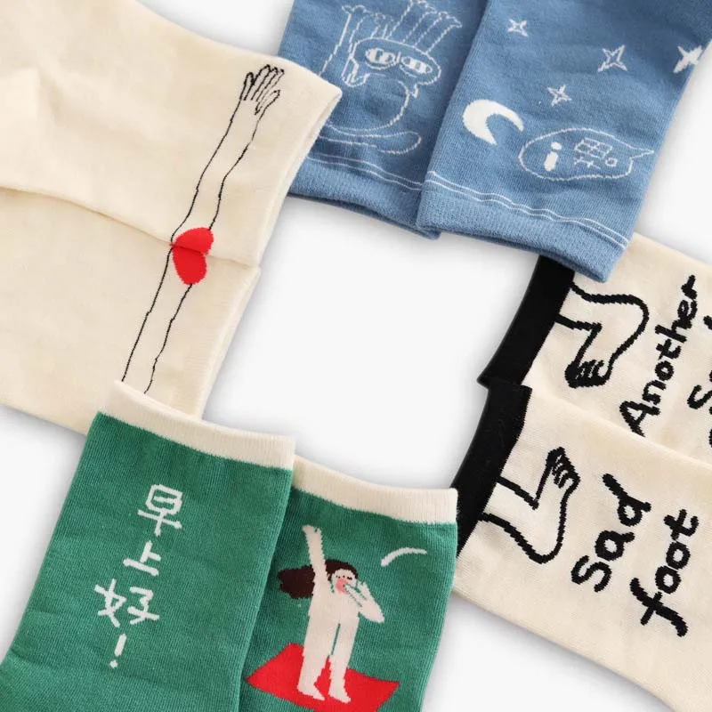 Милые Мультяшные забавные Женские носочки, креативные, Harajuku Sokken Kawaii Chaussette Femme, японские Calcetines Mujer Skarpetki Damskie