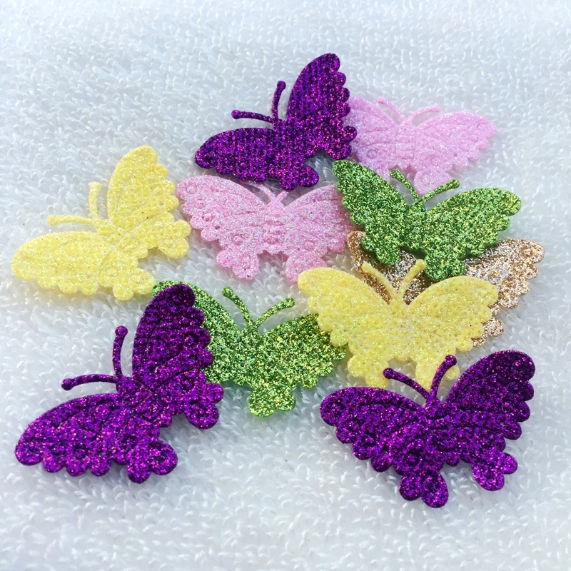 50 шт. нетканые блестящие нашивки бабочки для одежды|Заплатки| |