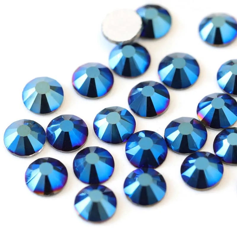 2028 Mine Blue Non Hot Fix блестки стразы с плоской задней стеклянной фотографией для