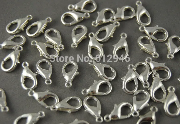 Застежка карабин серебряного цвета 12x6 мм 300 шт.|jewelry findings|silver lobster clasplobster clasp |